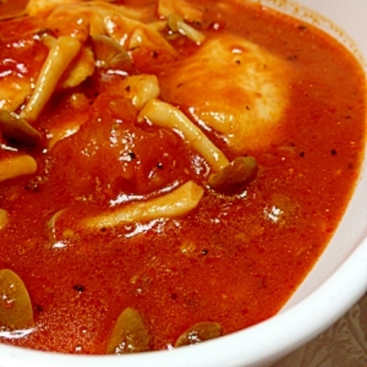 簡単 むね肉とキノコのトマト煮込 フライパンで レシピ 作り方 By ゴールデンアルジータ 楽天レシピ